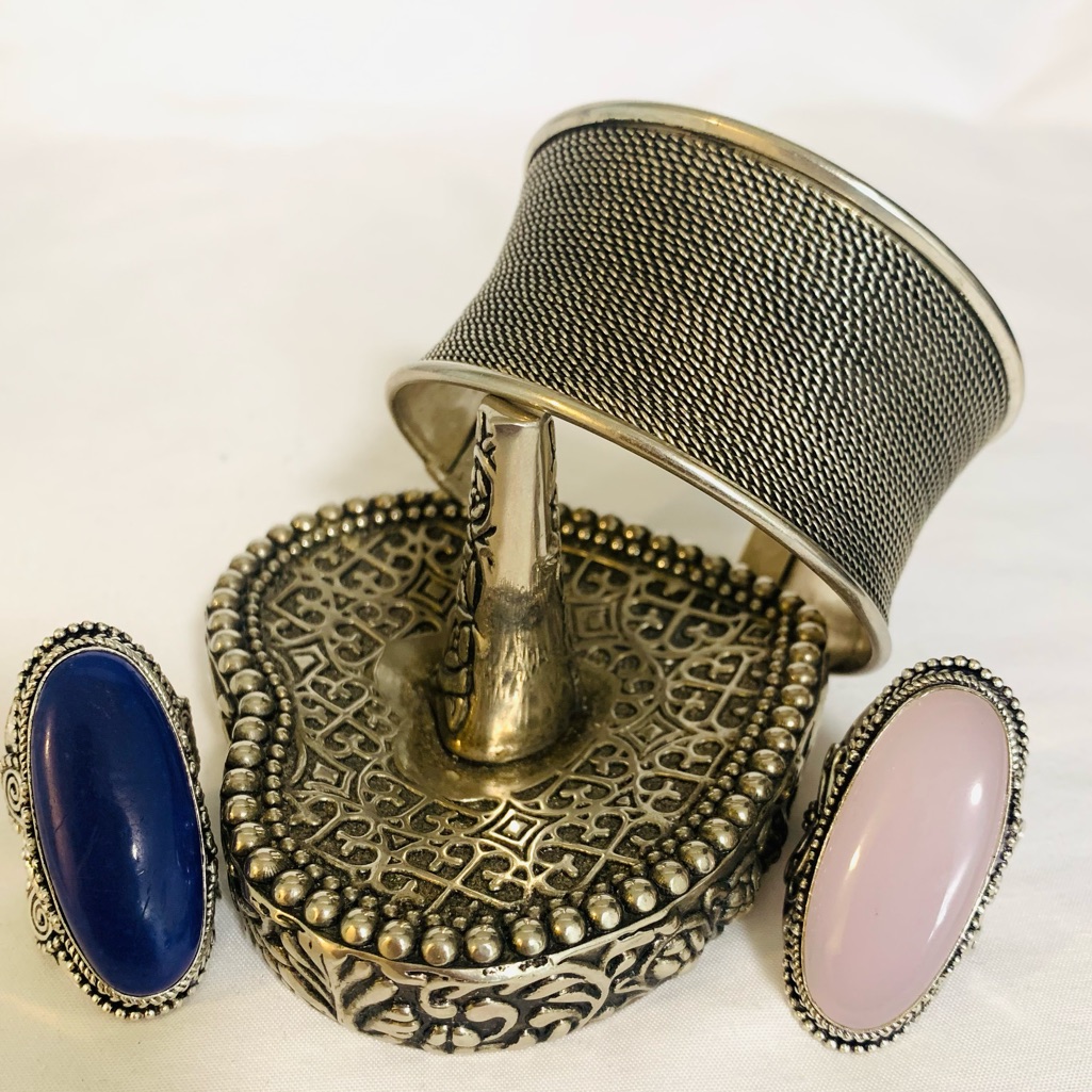 Adjustable Cuff Bracelet Ring Set